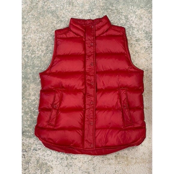 J Crew Vest Womens Small Red Puffer Down Fill Quilted Sleeveless Jacket Winter - Picture 1 of 7
